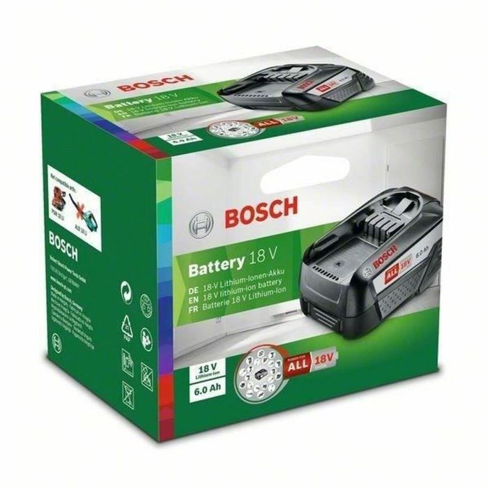 Bosch Batería 18V 6.0Ah Power4All de Iones de Litio para Herramientas Eléctricas y de Jardín, Mayor Autonomía 1 Bosch Batería 18V 6.0Ah Power4All de Iones de Litio para Herramientas Eléctricas y de Jardín, Mayor Autonomía 1