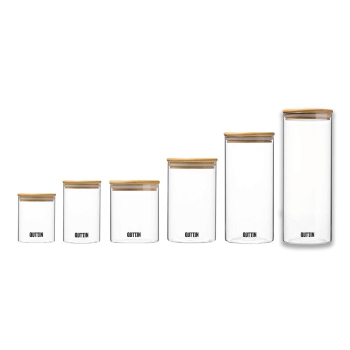 Quttin Tarro de Borosilicato con Tapa de Bambú 9.5 x 27 cm, 1550 ml (12 Unidades) 3 Quttin Tarro de Borosilicato con Tapa de Bambú 9.5 x 27 cm, 1550 ml (12 Unidades) 3
