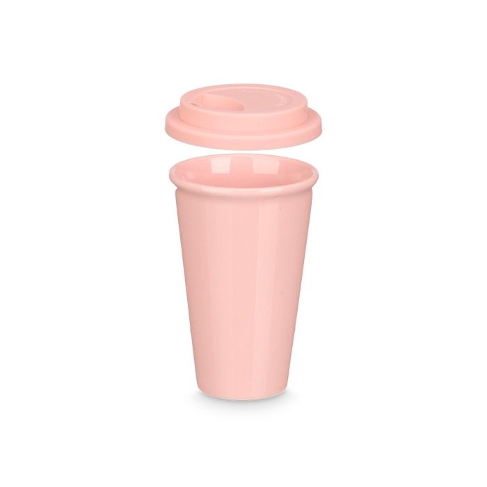 Vessia Vaso con Tapa de Silicona Rosa 360 ml - 15.8 x 11 x 10 cm (Set de 12)