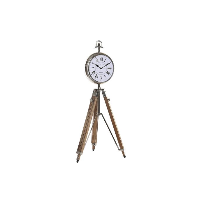 DKD Home Decor Reloj de Pie Tradicional con Trípode, Color Natural y Plateado, de Aluminio y Madera de Mango, 83x45x36 cm 4 DKD Home Decor Reloj de Pie Tradicional con Trípode, Color Natural y Plateado, de Aluminio y Madera de Mango, 83x45x36 cm 4