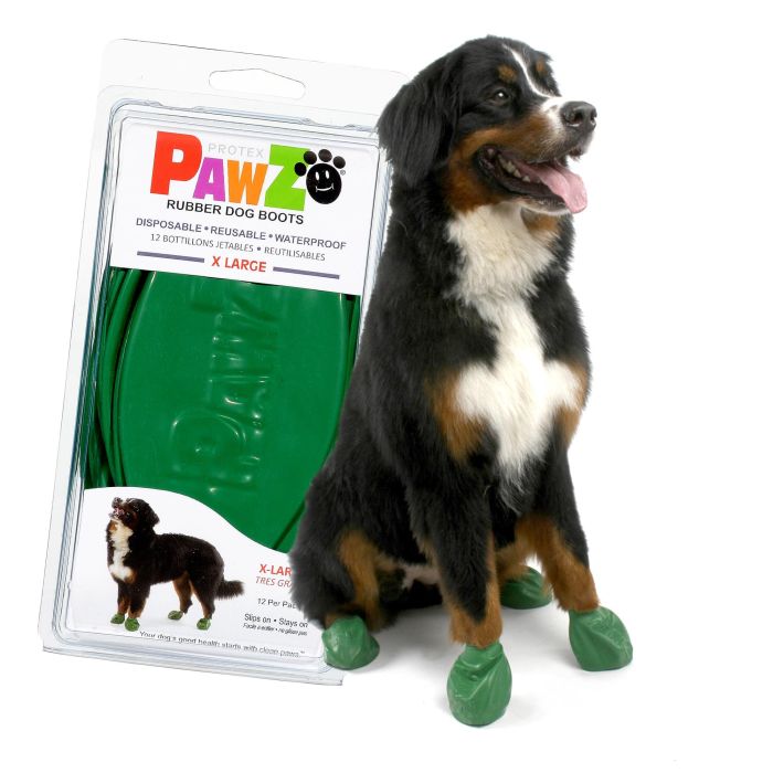 Pawz Botas para Perro Verdes XL - Pack de 12 Unidades de Goma Natural Biodegradable para Nieve, Hielo y Suelo Caliente 5