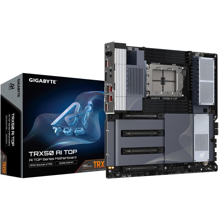 GIGABYTE TRX50 AI TOP-2B Placa Base para AMD Ryzen Threadripper PRO 7000, DDR5 5200MHz, 4x M.2 PCIe 5.0, Wi-Fi 7, LAN 10 GbE, USB4