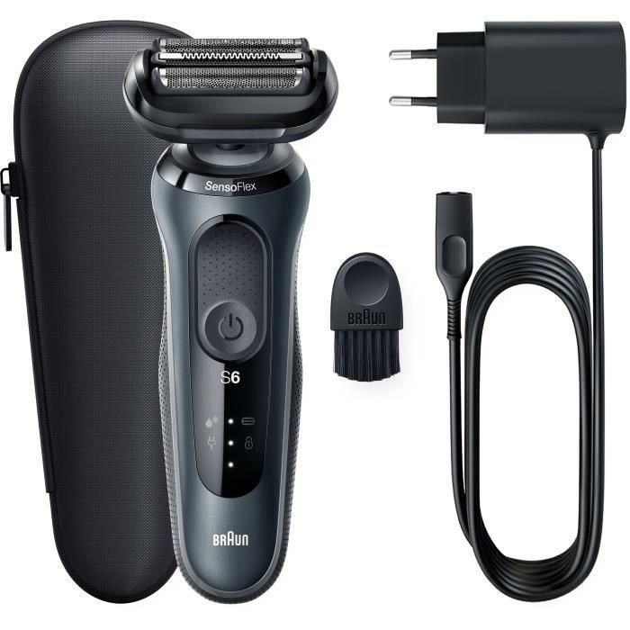 Braun 61-N1000s Afeitadora Eléctrica Serie 6 con Tecnología SensoFlex, Batería de 50 min, Acabado Negro Elegante