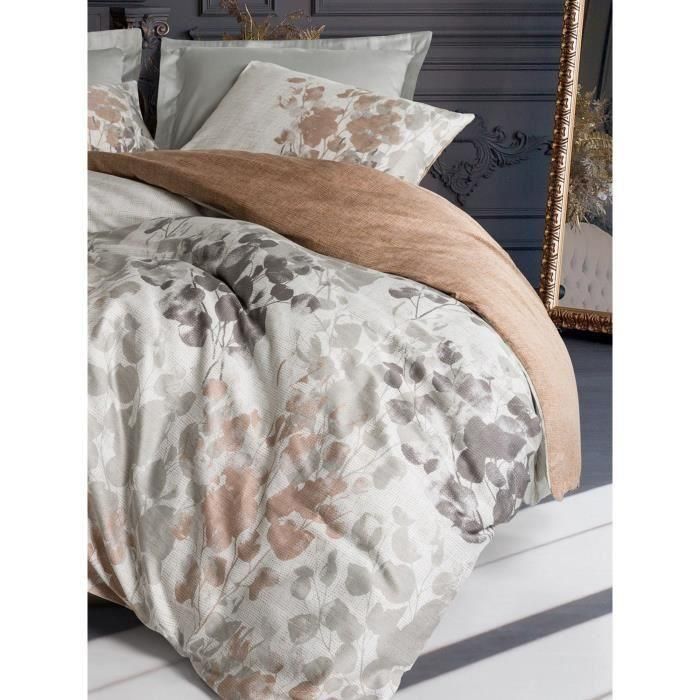 Juego de cama - 1 funda nórdica 220x240 cm + 2 fundas de almohada 60x60 cm - 100% algodón satén - Gris 2 Juego de cama - 1 funda nórdica 220x240 cm + 2 fundas de almohada 60x60 cm - 100% algodón satén - Gris 2