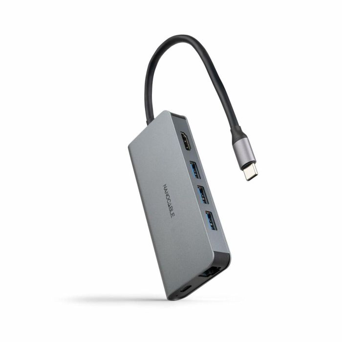 Hub USB NANOCABLE Hub 8en1 Gris 18 cm 6