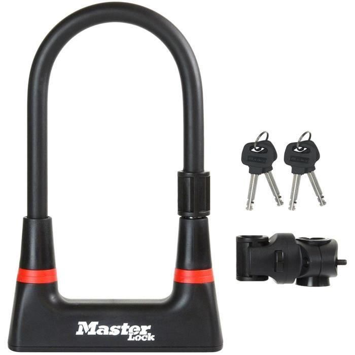 Candado para bicicleta en U - MASTER LOCK - 8279EURDPRO - Acero cementado, llave, certificado