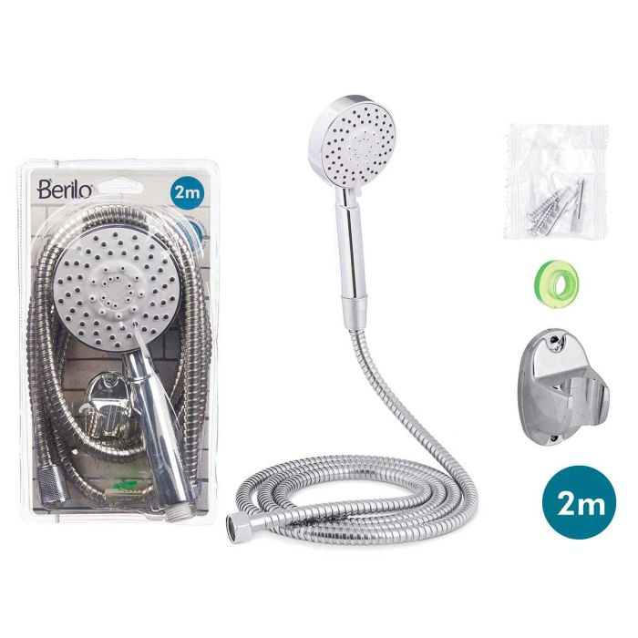 Teléfono de Ducha Berilo con Manguera 2 m, Base Blanca, 24x4.5x14 cm (12 Unidades) Teléfono de Ducha Berilo con Manguera 2 m, Base Blanca, 24x4.5x14 cm (12 Unidades)