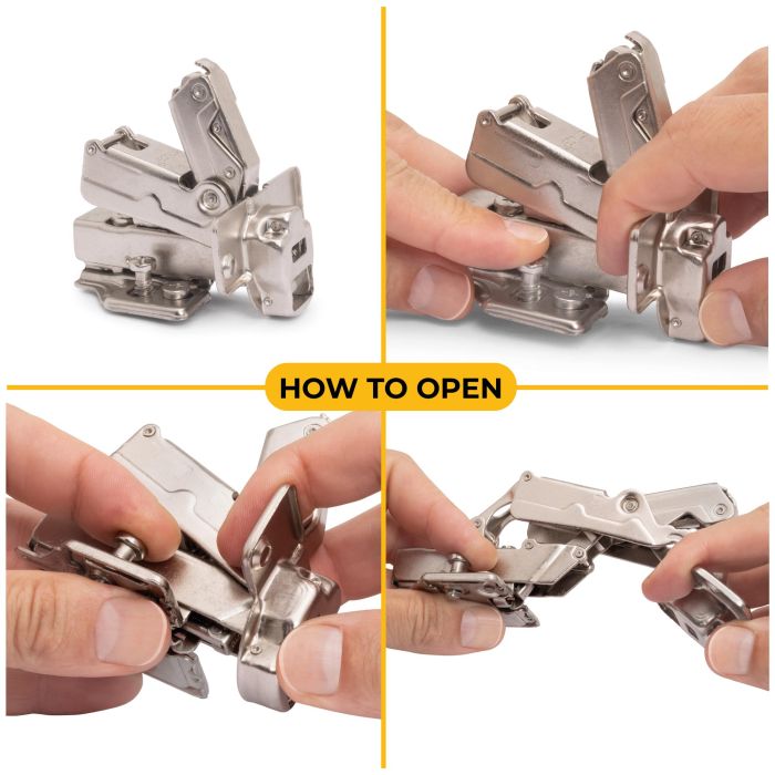 Emuca Lote de 10 bisagras codo X91 apertura 165 grados con cierre suave y suplementos Euro, Altura 0, Acero, Niquelado 3 Emuca Lote de 10 bisagras codo X91 apertura 165 grados con cierre suave y suplementos Euro, Altura 0, Acero, Niquelado 3