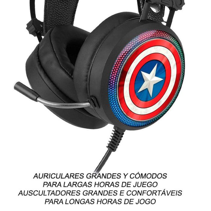 ERT GROUP Auriculares Gaming Capitán América Marvel Sonido Envolvente Virtual 7.1 Conexión USB Jack 4 ERT GROUP Auriculares Gaming Capitán América Marvel Sonido Envolvente Virtual 7.1 Conexión USB Jack 4