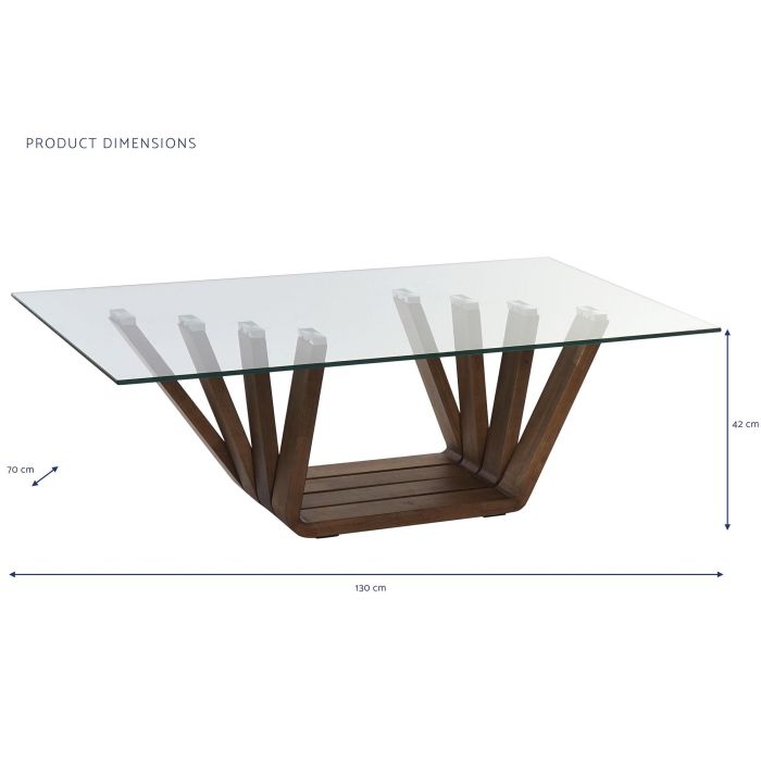DKD Home Decor Mesa Centro Rebeca Moderno Nogal Cristal Marron Transparente 70 x 42 x 130 cm 5
