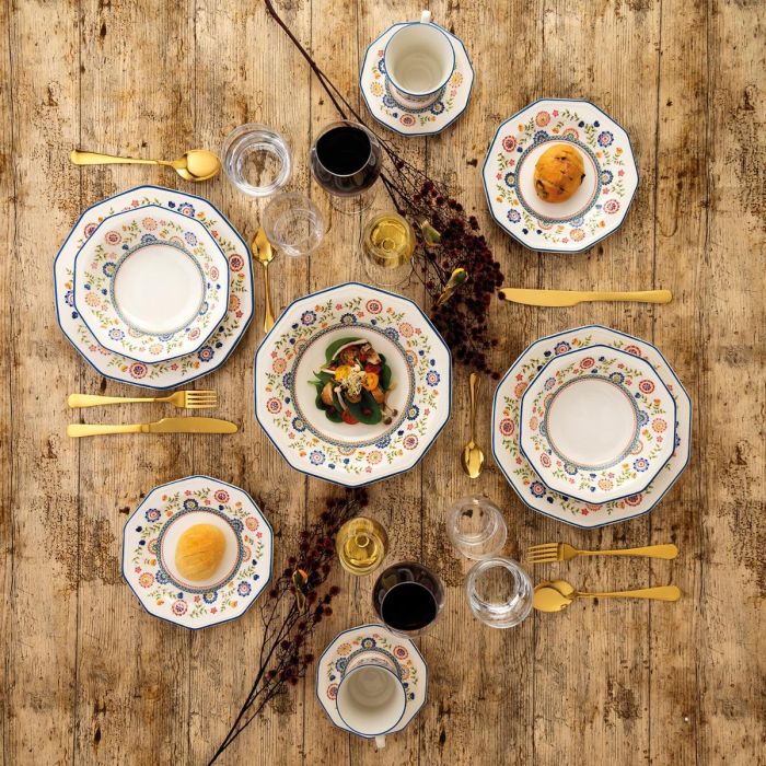 Queen's Plato de Postre Bengal Cerámica Brillo 20.5 cm (6 Unidades) Loza Vitrificada Estilo Inglés Apto Microondas Lavavajillas 1