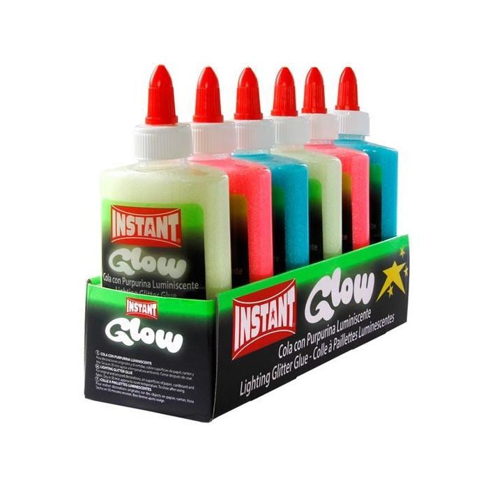 Instant Cola Glow Con Purpurina Luminiscente para Slime o Manualidades - 6 Und. Caja Expositora