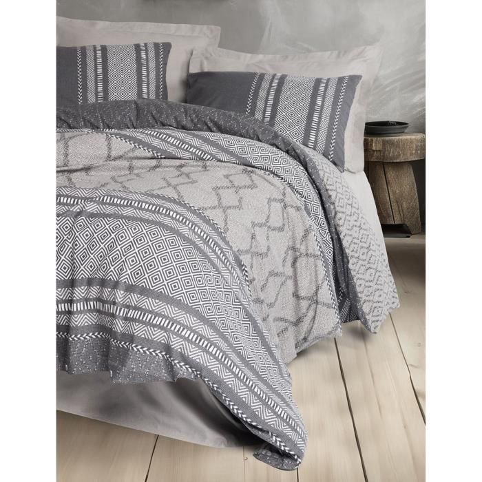 Juego de cama - 1 funda nórdica 220x240 cm + 2 fundas de almohada 60x60 cm - 100% algodón - Visón 2 Juego de cama - 1 funda nórdica 220x240 cm + 2 fundas de almohada 60x60 cm - 100% algodón - Visón 2