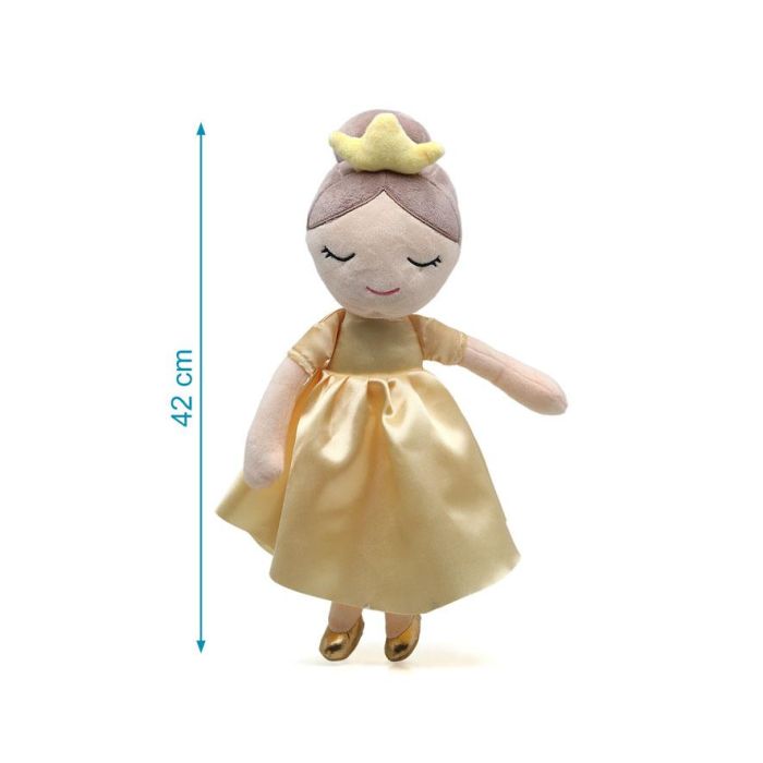 KioKids Peluche Princesa Dorada Muñeca de Tela Niños +10 Meses Vestido Amarillo 40cm 3