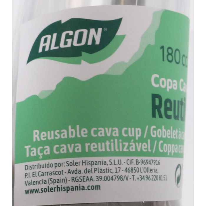 Algon Set 3 Copas de Cava Pie de Boca Plata 180 cc 7 x 7 x 21 cm (36 Unidades)