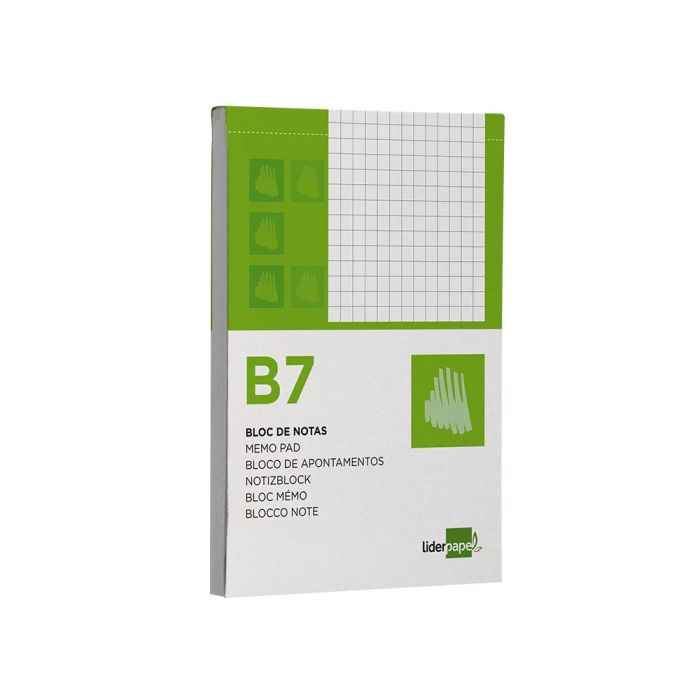 Bloc Notas Liderpapel Cuadro 4 mm B7 80 Hojas 60 gr-M2 Perforado 10 unidades 4