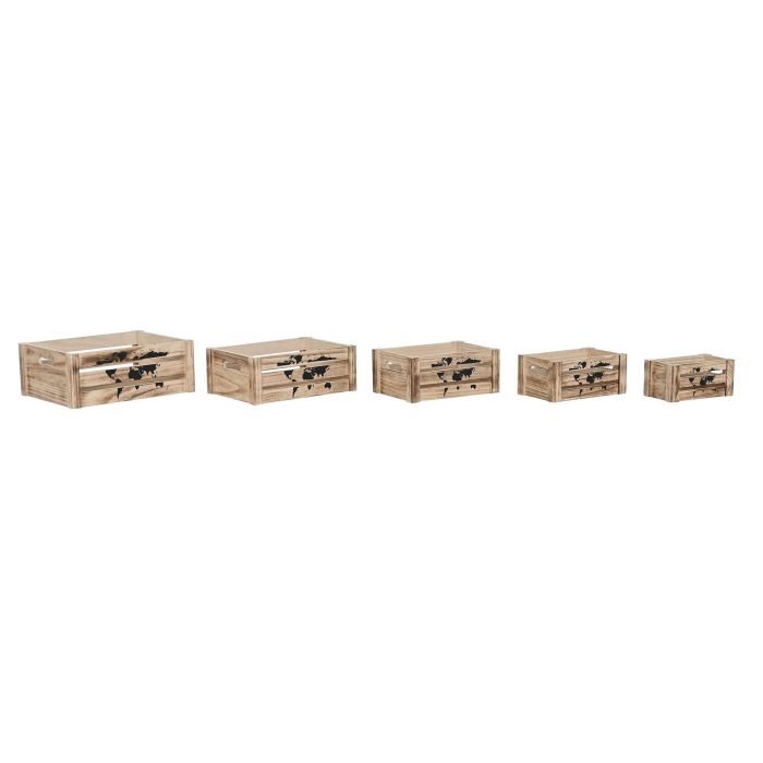 Caja Shabby DKD Home Decor Marron Negro 28 x 14.5 x 39 cm Set de 5 Caja Shabby DKD Home Decor Marron Negro 28 x 14.5 x 39 cm Set de 5