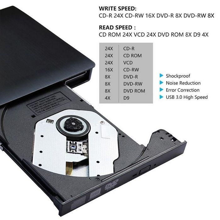 CoreParts DVD RW External Drive for DVD+R and DVD-R with SATA interface USB3.0 Single cable for both power and data, Black Color 1 CoreParts DVD RW External Drive for DVD+R and DVD-R with SATA interface USB3.0 Single cable for both power and data, Black Color 1