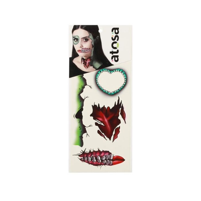 Tatuaje Facial Zombie Cosido Halloween Maquillaje Efectos Especiales 1 Tatuaje Facial Zombie Cosido Halloween Maquillaje Efectos Especiales 1