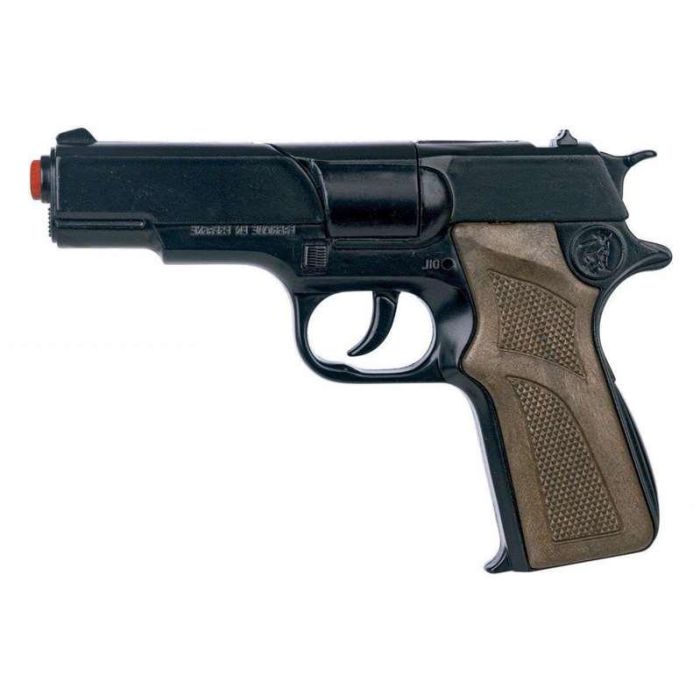 Pistola policía 8 tiros en negro 19,5x12x5 cm 1 Pistola policía 8 tiros en negro 19,5x12x5 cm 1