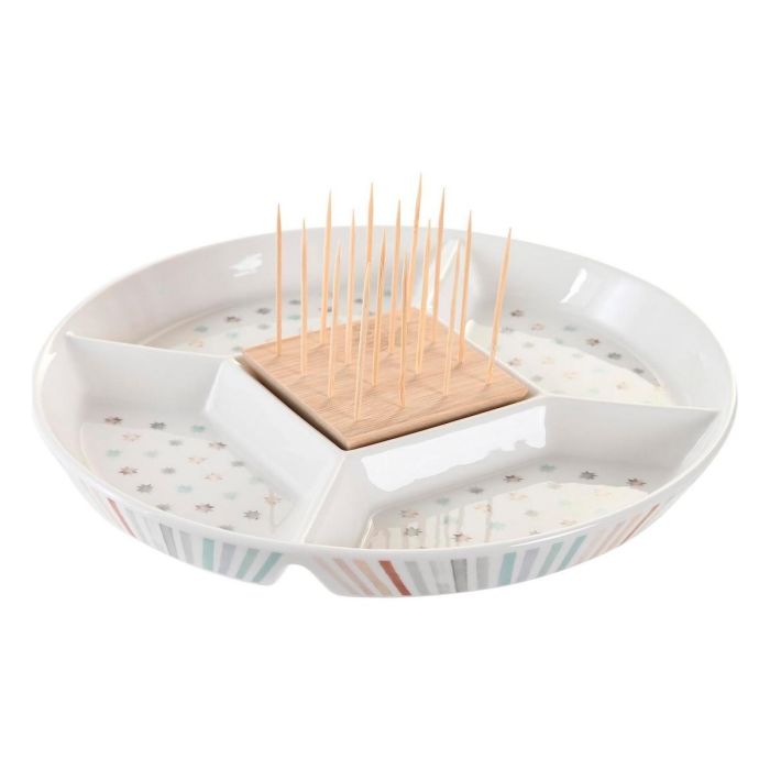 Bandeja de Aperitivos DKD Home Decor 23,5 x 23,5 x 3 cm Multicolor Gres Bandeja de Aperitivos DKD Home Decor 23,5 x 23,5 x 3 cm Multicolor Gres