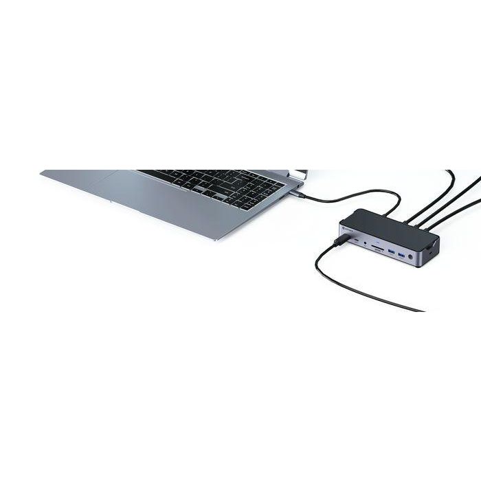 eSTUFF Estación de Acoplamiento USB-C Triple 4K, Doble HDMI y DisplayPort, Carga PD 100W, Ethernet Gigabit, 5x USB, para Windows y MacOS 4