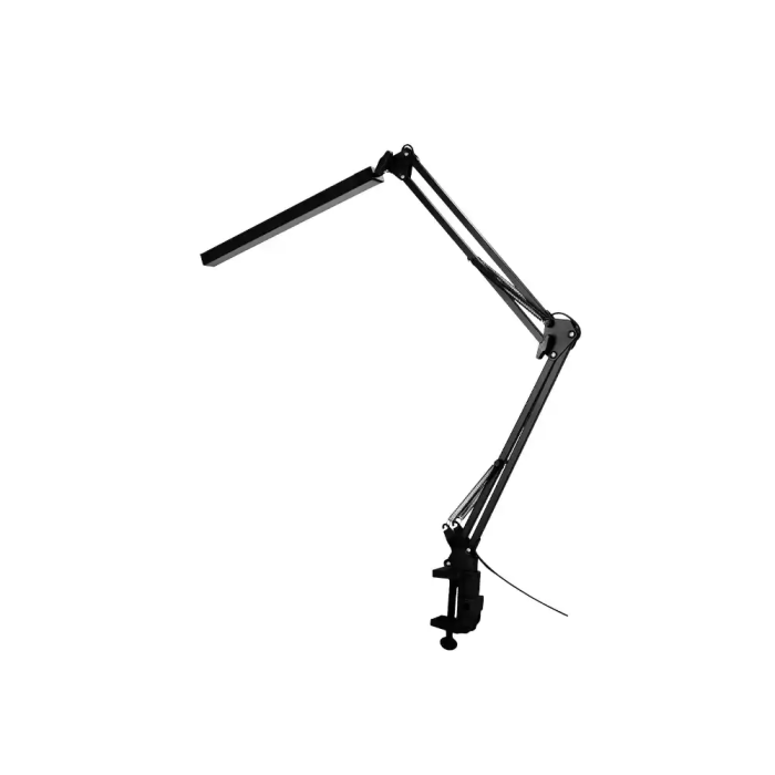 Q-connect Rigel Lámpara de Escritorio LED 8W 320 lm Aluminio con Pinza, Brazo Doble 3 Articulaciones, Color Negro 2