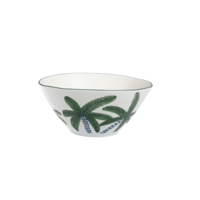DKD Home Decor Palm 25 Ensaladera Tropical Porcelana Azul Verde 20 x 9.3 x 20 cm (2 Unidades)