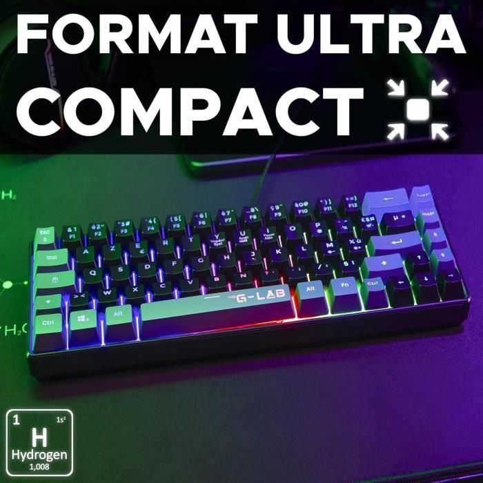 Teclado Gaming - THE G-LAB - KEYZ-HYDRO-BKG/FR - 60% Membrana 2 colores Teclas Negro + Gris 1 Teclado Gaming - THE G-LAB - KEYZ-HYDRO-BKG/FR - 60% Membrana 2 colores Teclas Negro + Gris 1