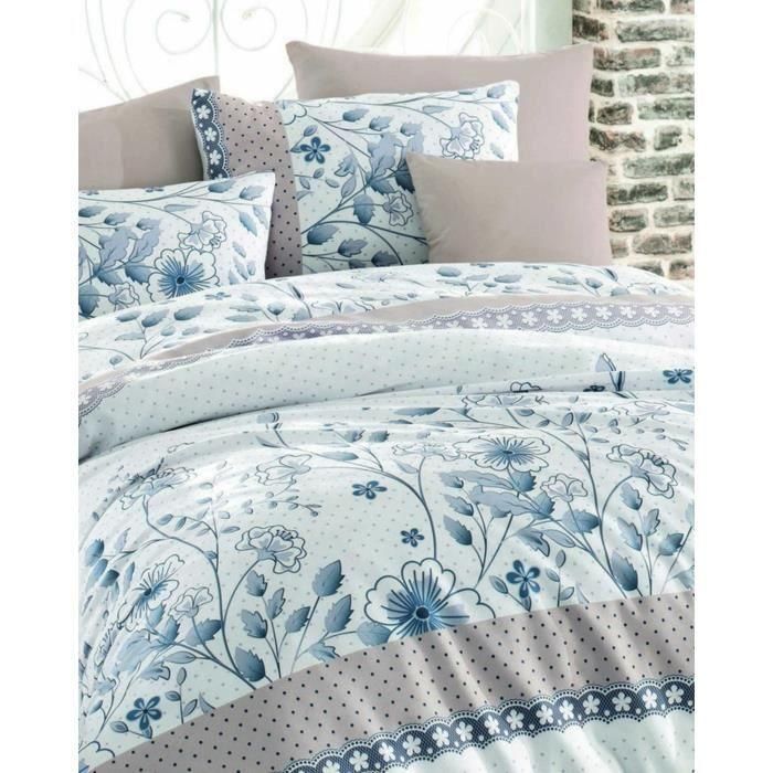 Aucune ASI8681875081015 Juego de cama 100% algodón reforzado - Funda nórdica 220x240 cm + 2 fundas almohada 60x60 cm - Azul 2