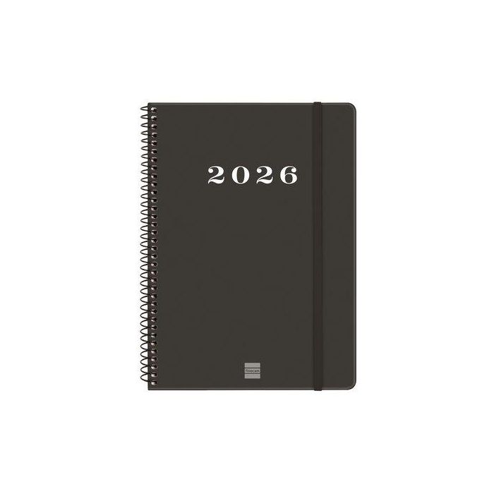 Finocam E10-155x212 mm Svh Agenda Espiral Tapa Dura Negro 2026, Estilo Moderno y Universal, Formato Similar DIN A5