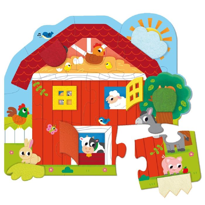GOULA Puzzle XXL Granja Sorpresa 1110100763 - 12 Piezas con Texturas Táctiles, Juguete Sensorial Educativo para Niños +2 Años 3