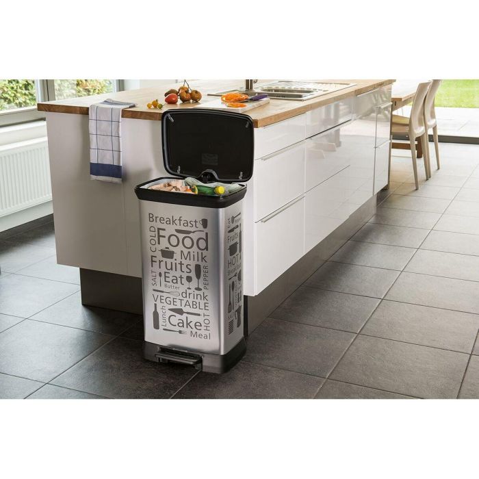 Curver 205873 Cubo de Basura Rectangular con Pedal, Polipropileno, 39x29x73 cm, Plata para Cocina y Hogar 6 Curver 205873 Cubo de Basura Rectangular con Pedal, Polipropileno, 39x29x73 cm, Plata para Cocina y Hogar 6