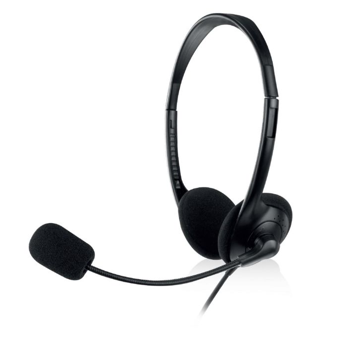 Ewent EW3563 Auricular con Micrófono Estéreo, Llamadas por Internet, Skype, Zoom, Teams, Control de Volumen
