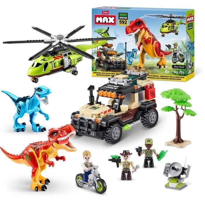 Set de Construcción - ZURU - Dino Adventure Dino Hunt (592 piezas) - Aventura prehistórica con dinosaurios y vehículos