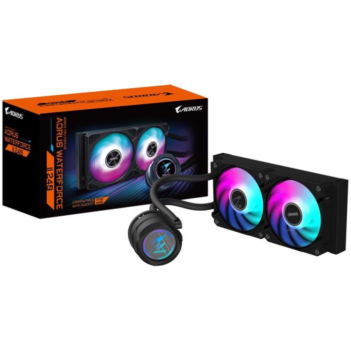 Gigabyte AORUS WATERFORCE II 240 G2 Kit Refrigeración Líquida AIO CPU 2x120mm RGB Compatible Intel LGA 1200/1700 y AMD AM4/AM5
