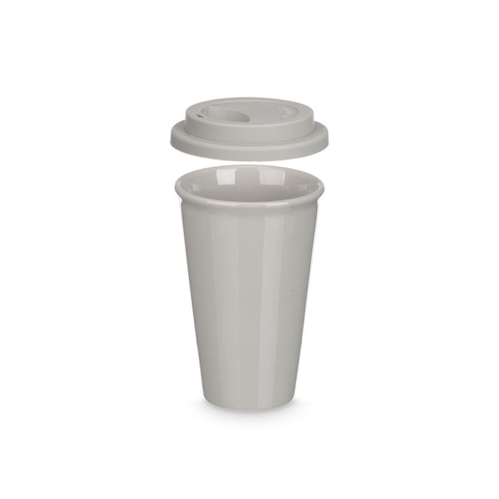 Vessia Vaso Tapa Silicona Gris 360 ml Porcelana 9.8 x 15 x 9.8 cm (Set de 12)
