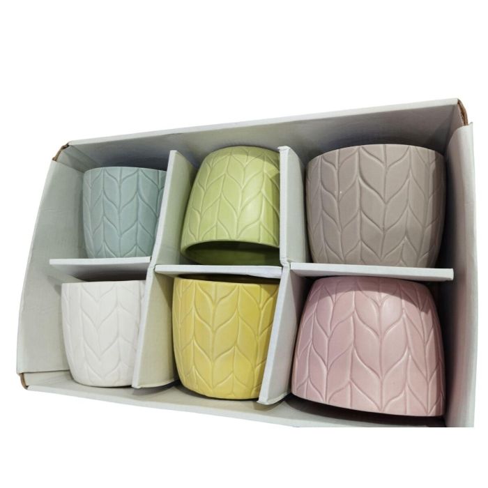 Macetero Home ESPRIT Amarillo Azul Blanco Rosa Dolomita 12 x 12 x 10 cm (6 Unidades) 1 Macetero Home ESPRIT Amarillo Azul Blanco Rosa Dolomita 12 x 12 x 10 cm (6 Unidades) 1