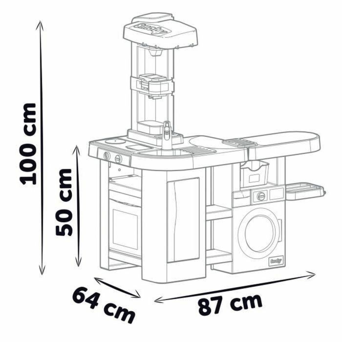 Smoby Cocina y Área de Limpieza Infantil con 36 Accesorios, Sonidos y Dimensiones 100x87x64 cm (Edad 3-8 Años) 1
