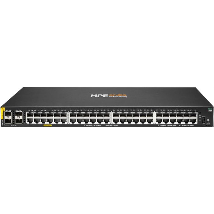 HPE Aruba Networking Switch CX 6100 48G PoE+ (370W) 4SFP+ Gestionado L3 Gigabit Ethernet Montaje en Rack 1U 0 HPE Aruba Networking Switch CX 6100 48G PoE+ (370W) 4SFP+ Gestionado L3 Gigabit Ethernet Montaje en Rack 1U 0
