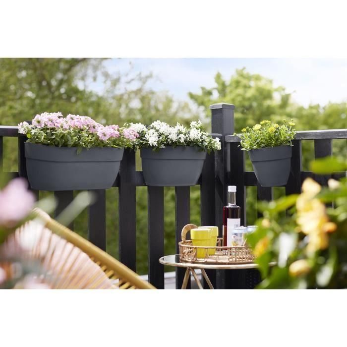 ELHO - Maceta - Vibia Campana Easy Hanger Medium - Antracita - Balcón exterior - L 24,1 x An 36 x Al 26,5 cm 1 ELHO - Maceta - Vibia Campana Easy Hanger Medium - Antracita - Balcón exterior - L 24,1 x An 36 x Al 26,5 cm 1