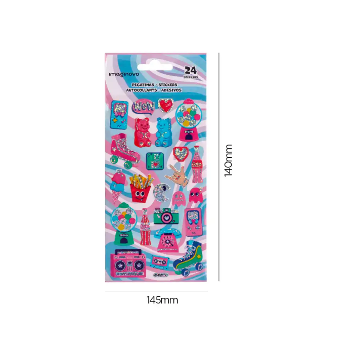 Imaginovo Pegatinas Diseños Surtidos Hobbies con Brillo 214x100 mm para Cuadernos, Agendas, Portátiles y Móviles, PVC 4