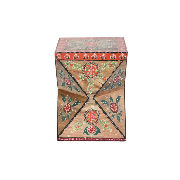 DKD Home Decor Mesita Auxiliar Indio Multicolor de MDF y Madera de Mango. Dimensiones: 35.8x35.8x46.5 cm (L x An x Al) 3