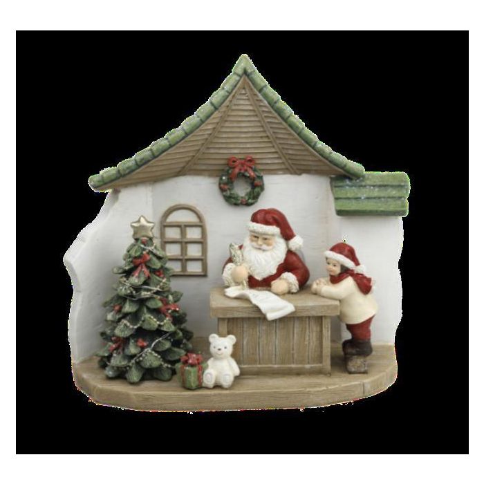 DKD Home Decor Figura Navidad Tradicional Santa LED de Resina, Multicolor, 9.5x18x19 cm, pack de 2 Unidades incluye 2 pilas LR44 1