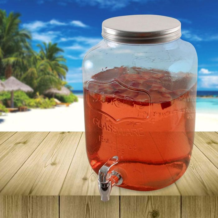 Home Deco Factory Dispensador Bebida 8 L Colección Essentiel Cristal con Grifo Tapa Metal 4