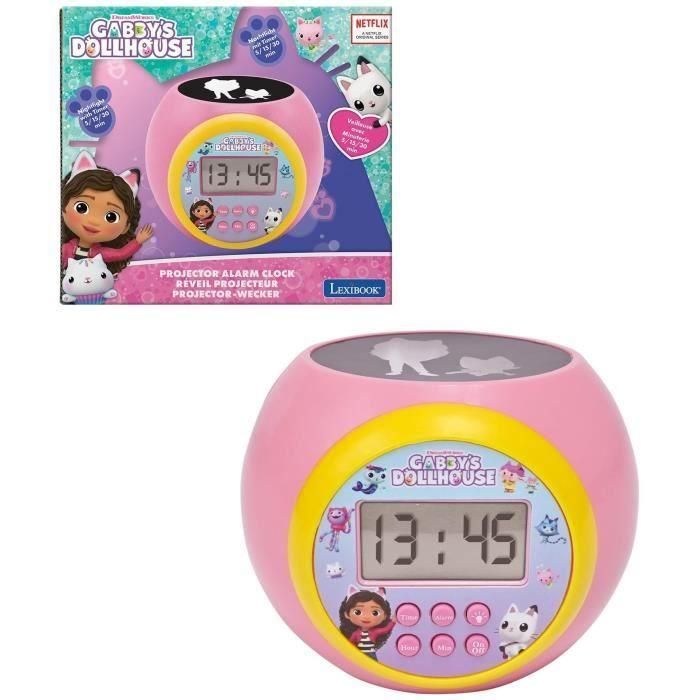 Lexibook Reloj Despertador Proyector La Casa de Muñecas de Gabby con Alarma y Luz Nocturna