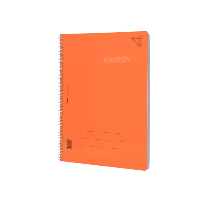 Carlin Cuaderno Espiral A4 Tapa Plástico 80 Hojas Cuadro 4mm Con Margen Color Naranja 90gr 2