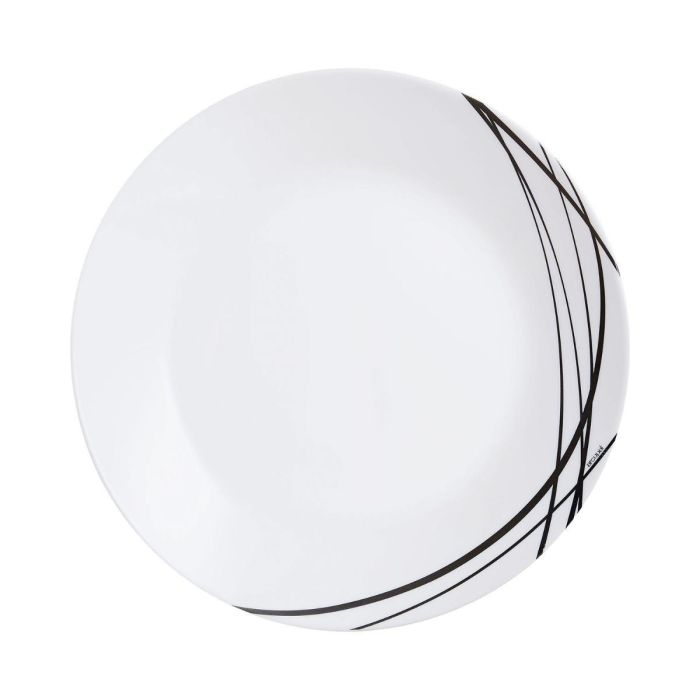 Arcopal Plato Llano Opal Domitille Negro 25 cm - Pack 12 Unidades. Vidrio Templado Extra Resistente, Apto Lavavajillas y Microondas.