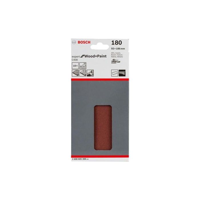 Bosch Schleifblatt C 430 Holz + Lack 93x186MM Krnung 180 10 St. 1 Bosch Schleifblatt C 430 Holz + Lack 93x186MM Krnung 180 10 St. 1