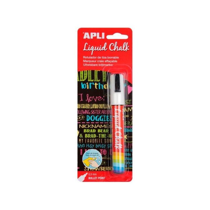 Apli Marcador De Tiza Líquida Punta Redonda 5,5 mm Blanco Blíster 1 Ud Apli Marcador De Tiza Líquida Punta Redonda 5,5 mm Blanco Blíster 1 Ud